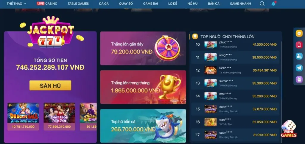 Bước 3: Chọn sảnh game nổ hũ yêu thích